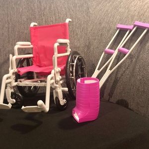 American Girl Sized Wheelchair, Cast, & Crutches (Enertec Brand)